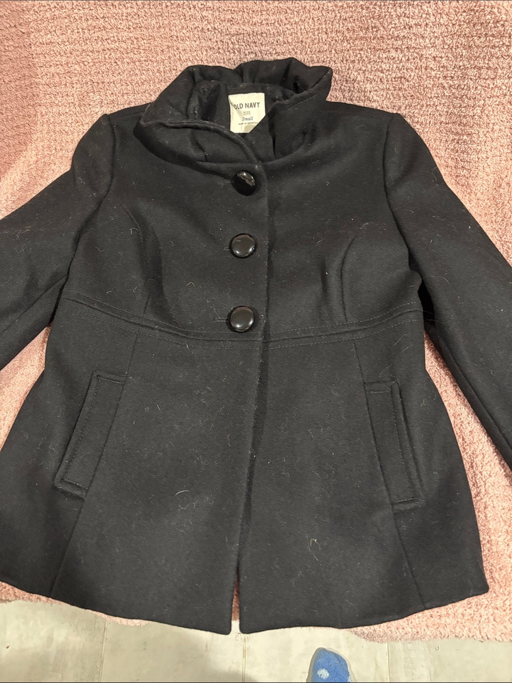 Old Navy Black Women's Pea Coat with Stand Collar